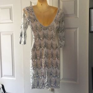Crystal Doll Dresses - Small white and silver sequin cocktail dress Crystal Doll Dresses - Small white and silver sequin cocktail dress